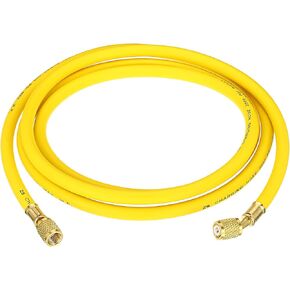 PATIKIL 1/4 SAE Refrigerant Charging Hose, 8ft 500 PSI 2500 PSI Manifold Gauge Hose with AC Adapters for Air Conditioner HVAC Refrigeration, Yellow