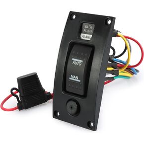 ASOOLL 12-24v Bilge Pump Alarm Control Panel,Bilge Pump Yacht Deck Cleaning Control Panel, Circuit Breaker Deck Cleaning Control Panel for Boat Yacht