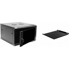 Navepoint 6U Deluxe IT Wallmount Cabinet Enclosure 19-Inch Server Network Rack with Locking Glass Door 24-Inches Deep Black with Shelf