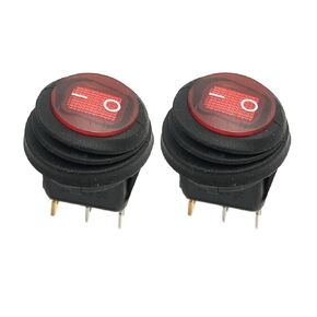 2pcs Red LED Light 12V 20A 3Pin Car Auto Boat Round on-Off Rocker Toggle Switch,SPST Circuit,Waterproof,3/4' 20mm Hole