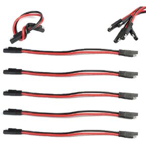 5 Pack 10 Gauge 2 Pin Quick Disconnect Polarized Wire Harness SAE Connector Bullet Lead Cable for Motorcycle Boat Car Tractor - 12in Red and Black Wire (5PCS 12IN 10GAUGE), 5PCS 10IN 10GAUGE