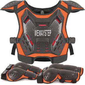 Kids Dirt Bike Gear Motorcycle Armor, Chest Protector Motocross Motorcycle Protective Gear Motorcycle Body Armor Vest with Elbow Knee Protector Pads Suit