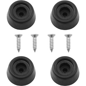 4PCS Billiard Cue Butt Protector Pads (with 4 Screws) Billiard Cue Rubber Bumper Pool Accessories Billiard Cue Butt Sleeve Cue Rubber Flat Bottom Support Black