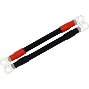 2PC 2 AWG Gauge Battery Power Inverter Cables,Tinned Copper Terminal,Good for Solar,Auto,RV,Motorcycle,Car& Marine (8 Inch,3/8 Lugs)