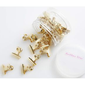 7/8 Inch Metal Bulldog Clips, Hinge Clips for Documents, Files, Pictures, Home Office Supplies, Pack of 30 (Gold)