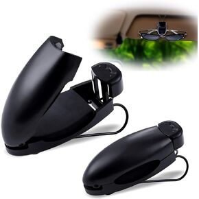 2 PCS Car Visor Sunglass Holder, 2.9IIn x 1.1In Sponge Plasitc Multifunctional Vehicle Storage Clip Accessories, Universal Durable Automotive Eyeglasses Mount for Truck SUV Car (Black)