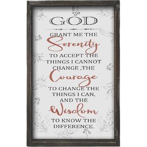 Farmhouse God Serenity Prayer Wall Decor Sign - Religious Bible Verse Wall Art with Rustic Solid Wood Frame16x9.5 Inches Vertical