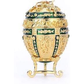 Faberge Egg Jewelry Trinket Box Classic Hand-Painted Ornaments Metal Vintage Craft Gift for Home Decor