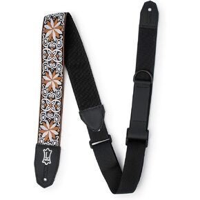 Levy's Leathers Right Height™ 2" Wide Jacquard Weave Guitar Strap with White, Black & Gold Hootenanny Motif (MRHHT-07)