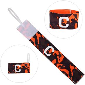 Fydun Camo Captain Arm, Durable Nylon Outdoor Team Sports Groups Soccer Armbands Adjustable Player Bands Orange
