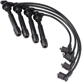 Ignition Spark Plug Wires 7mm (4PC Set) for 1998-2009 Hyundai Elantra, 1997-2008 Tiburon, 2005-2009 Tucson/for 2010-2011 Kia Soul, 2004-2009 Spectra, 2005-2009 Spectra5 - L4 Models Only