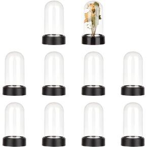 NBEADS 6 Sets Plastic Display Dome Cloche, Display Dome Case with Acrylic Base Clear Cloche Bell Jar Terrarium for Valentine's Day Flower Decorations Crafts, 1.8x3.23 Inch