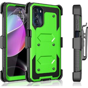 Tekcoo for Motorola Moto G 5G 2022 | Moto G (2022) | XT2213 Case Holster Clip, [Tshell] Shock Absorbing [Built-in Screen] [Kickstand Locking Belt] Secure Swivel Full Body Carrying Covers - Black in Kuwait