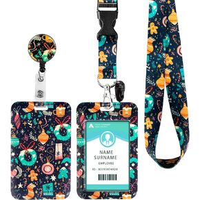 ID Badge Holder with Lanyard, Retractable Badge Holders Reels with Lanyards Adjustable, for Women Kids Teacher Nurses Doctor Student