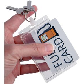 2 Pack - Rigid Fuel Card Holder with Key Ring - Clear Hard Plastic Card Protector Keychain for Fleet, Gas Cards, Company Cars and More by Specialist ID
