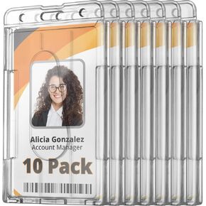 Mifflin Rigid ID Name Badge Holders (Clear, Vertical 3.35x2.1 inch, 2 Pack), Heavy-Duty Hard PC Plastic Identification Card Protectors, Transparent Tag w/ 2 Slots in Kuwait