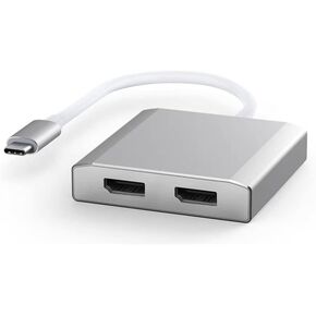 USB C to Dual DisplayPort Splitter Adapter Hub Dual 4K@60Hz,Type C to 2 DP Multi Monitor Converte Compatible Thunderbolt 3 Windows and Mac
