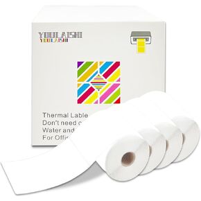 Waterproof 1200PCS/4 Roll 3 X 5 Inch Printable Thermally Printed Color Coding Labels, Adhesive Color Coding Stickers for Bar-Codes, Address, Small Business Labeling, Inventory, White