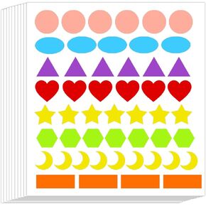 Multi-Shaped Color Coding Stickers,0.75 Inch Coding Labels Dot Stickers for Student Classroom Office DIY,Shape Sticker Value Pack,8 Shapes,500 Pcs