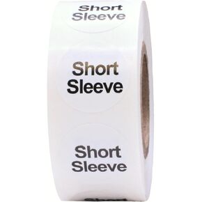 White Circle Short Sleeve Clothing Size Stickers for Retail Apparel 0.75 Inch 500 Total Adhesive Labels