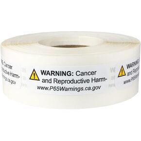 California Proposition 65 Cancer and Reproductive Harm Adhesive Warning Labels, Short-Form Sticker Pack, 0.5" x 1.5", Pack of 500