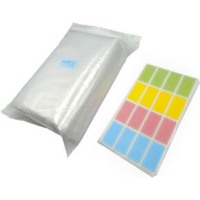 100pcs 5.5"X 8" Small Zip Lock Bags,Mini Ziplock Bags With 160pcs Colored Removable Labels Easy Peel Off Color-Coding Sticker Labels To Write On Waterproof Labels