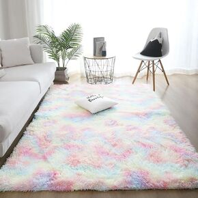 ROCYJULIN 6x9 Area Rug for for Bedroom, Ultra Soft Fluffy 6x9 Carpet for Living Room Non-Slip Shag Area Rugs Fuzzy Carpets for Nursery, Boys, Girls, Kids, Rainbow in Kuwait