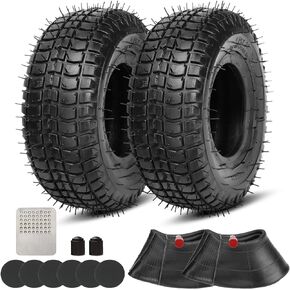 GREHUA 9x3.50-4 9"x3-1/2" Inch Tire and Inner Tube for Gas Skateboard Scooter Go Kart 49cc 2-stroke Mini ATV Quad Garden Lawn mower Petrol Electric Scooter Mini Choppers Tractor Hand Trucks 2 Set