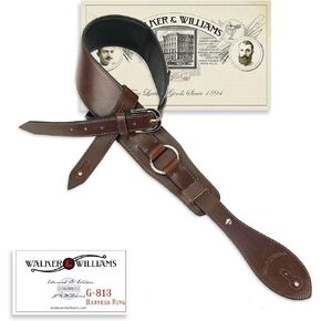 Walker & Williams G-813 Cognac Brown Harness Ring Strap with Padded Glove Leather Back
