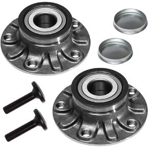 512336 x2 (30mm Bearing,for FWD) Rear Wheel Bearing and Hub Assembly Compatible with 06-17 Au-di A3 /Vw 12-14 Beetle 2.5L,10-17 Golf,06-17 GTI,06-09 Rabbit,11-14 Je-TTA [5 Lug W/ABS]