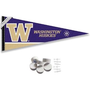 College Flags & Banners Co. Washington UW Huskies Pennant Flag and Wall Tack Mount Pads
