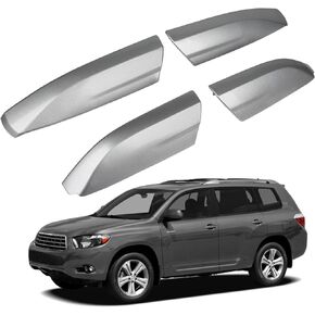 OCPTY Silver Cover Rail End Shell Replacement Fit for Toyota Highlander 2.7L 2009-2013,for Toyota Highlander 3.3L 2008-2010,for Toyota Highlander 3.5L 2008-2013 4X Roof Side Rails End Covers