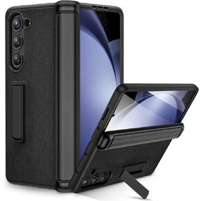 Ruky for Galaxy Z Fold 5 Case with Hinge Protection, Full Body Case with Built-in Privacy Screen Protector & Magnetic Kickstand PU Leather Protective Phone Case for Samsung Galaxy Z Fold 5, Black