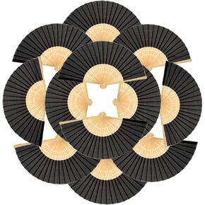 Lysa® Folding Fan White Silk Bamboo Handheld Folded Fan-12pcs, Bridal Dancing Props Church Wedding Gift Party Favors Home Office DIY Decoration (Black)