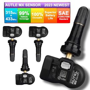 Autel TPMS Sensors, Programmable Mx Sensor for Tire Pressure,315MHz + 433MHz,Press-in OE-Level(10 pcs, Rubber valves) Programmed by TS508 TS408 TS508WF TS608 MS906TS ITS600 MS906PRO-TS