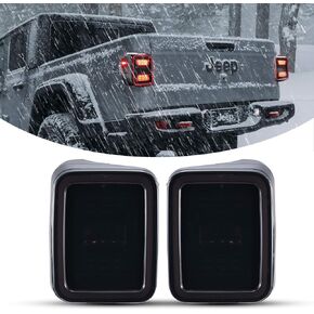 Kiwi Master LED Tail Lights for 2020-2024 Jeep Gladiator JT Accessories, Black Housing Smoke Lens, Pair
