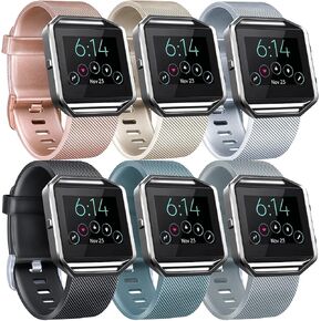 6 Pack Sport Bands Compatible with Fitbit Blaze Bands for Women Men, Replacement Soft Silicone Wristbands Compatible for Fitbit Blaze Smartwatch (Blaze and Frame Not Included)