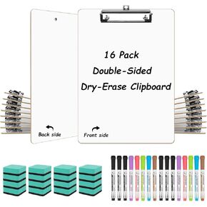 Dry Erase Clipboard 16 Pack Hardboard Whiteboard with Markers and Erasers Multi Pack 12.5 x 9 Inch ECO Friendly Clip Board Home School Office Supplies in Kuwait