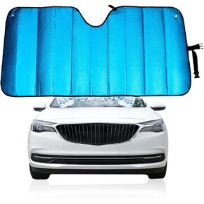 Car Windshield Sunshade, Foldable Auto Reflective Front Window Visor Protector, Double Thicken UV Rays and Heat Blocker with Sucker, Vehicle Interior Accessories for Most Cars (Black)