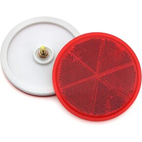 2Pcs 3.14 Inch Round Warning Reflectors for Car Truck Bike Boat Dock Trailer Van Lorry Bus Caravan (Red, 80MM / Adhesive)