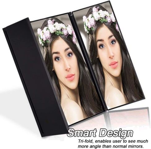 Zento Deals قناع السيارة لمستحضرات التجميل مرآة الزينة بمشبك على مرآة حاجب الشمس التلقائي - مرآة مكياج للسفر ثلاثية الطي مناسبة عالميًا لشاحنة السيارة وسيارات الدفع الرباعي RV Van Jeep Sun Car Visors Mirror (مرآة 1) in Kuwait