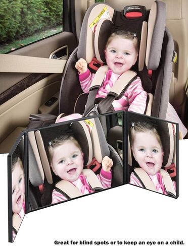 Zento Deals قناع السيارة لمستحضرات التجميل مرآة الزينة بمشبك على مرآة حاجب الشمس التلقائي - مرآة مكياج للسفر ثلاثية الطي مناسبة عالميًا لشاحنة السيارة وسيارات الدفع الرباعي RV Van Jeep Sun Car Visors Mirror (مرآة 1) in Kuwait