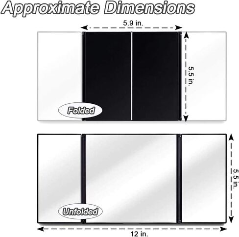 Zento Deals قناع السيارة لمستحضرات التجميل مرآة الزينة بمشبك على مرآة حاجب الشمس التلقائي - مرآة مكياج للسفر ثلاثية الطي مناسبة عالميًا لشاحنة السيارة وسيارات الدفع الرباعي RV Van Jeep Sun Car Visors Mirror (مرآة 1) in Kuwait