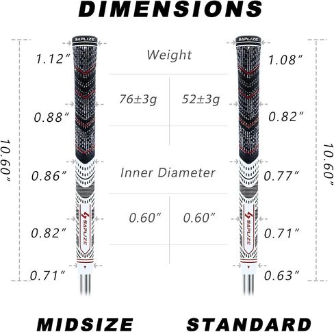 SAPLIZE 13 Golf Grips，4 Colors Available, with Tapes or with Sovlent Kit, Compound Hybrid Rubber Golf Club Grips, Standard/Midsize in Saudi Arabia
