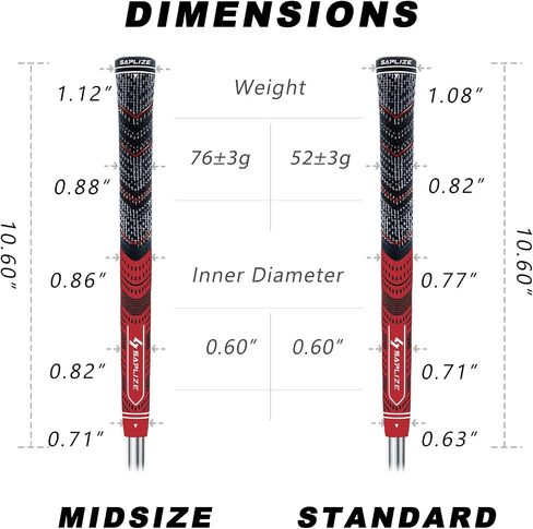 SAPLIZE 13 Golf Grips，4 Colors Available, with Tapes or with Sovlent Kit, Compound Hybrid Rubber Golf Club Grips, Standard/Midsize in Saudi Arabia