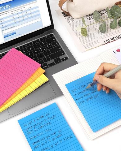 ملاحظات لاصقة مقاس 10.16 سم × 15.24 سم، 12 وسادة مبطنة ذاتية اللصق، 6 ألوان زاهية، وسادات مذكرة صغيرة مع مادة لاصقة للمنزل والمكتب واللوازم المدرسية، 45 ورقة/وسادة in Kuwait
