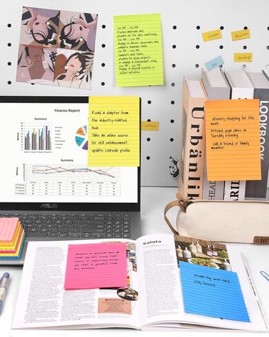 ملاحظات لاصقة مقاس 10.16 سم × 15.24 سم، 12 وسادة مبطنة ذاتية اللصق، 6 ألوان زاهية، وسادات مذكرة صغيرة مع مادة لاصقة للمنزل والمكتب واللوازم المدرسية، 45 ورقة/وسادة in Kuwait