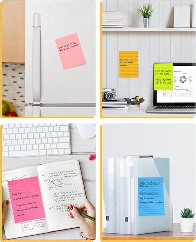 ملاحظات لاصقة مقاس 10.16 سم × 15.24 سم، 12 وسادة مبطنة ذاتية اللصق، 6 ألوان زاهية، وسادات مذكرة صغيرة مع مادة لاصقة للمنزل والمكتب واللوازم المدرسية، 45 ورقة/وسادة in Kuwait