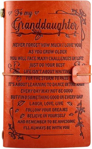 To My Granddaughter Leather Journal, I'LL ALWAYS BE WITH YOU - Sketchbook Travel Journal Sketch Diary Refillable Notebook, Back to School Gifts for Granddaughter Girls Office Product in Saudi Arabia
