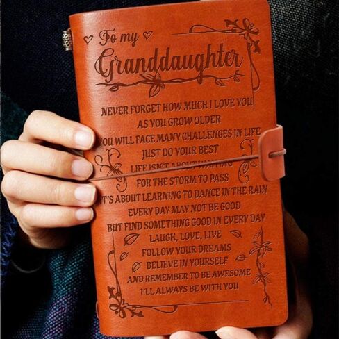 To My Granddaughter Leather Journal, I'LL ALWAYS BE WITH YOU - Sketchbook Travel Journal Sketch Diary Refillable Notebook, Back to School Gifts for Granddaughter Girls Office Product in Saudi Arabia